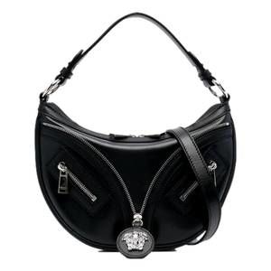 NEW VERSACE women's repeat la medusa small hobo shoulder bag in black calfskin l